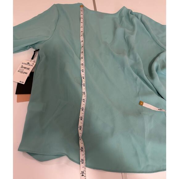 NWT Women L Halogen light sea green wrap blouse top long sleeve - Picture 11 of 13